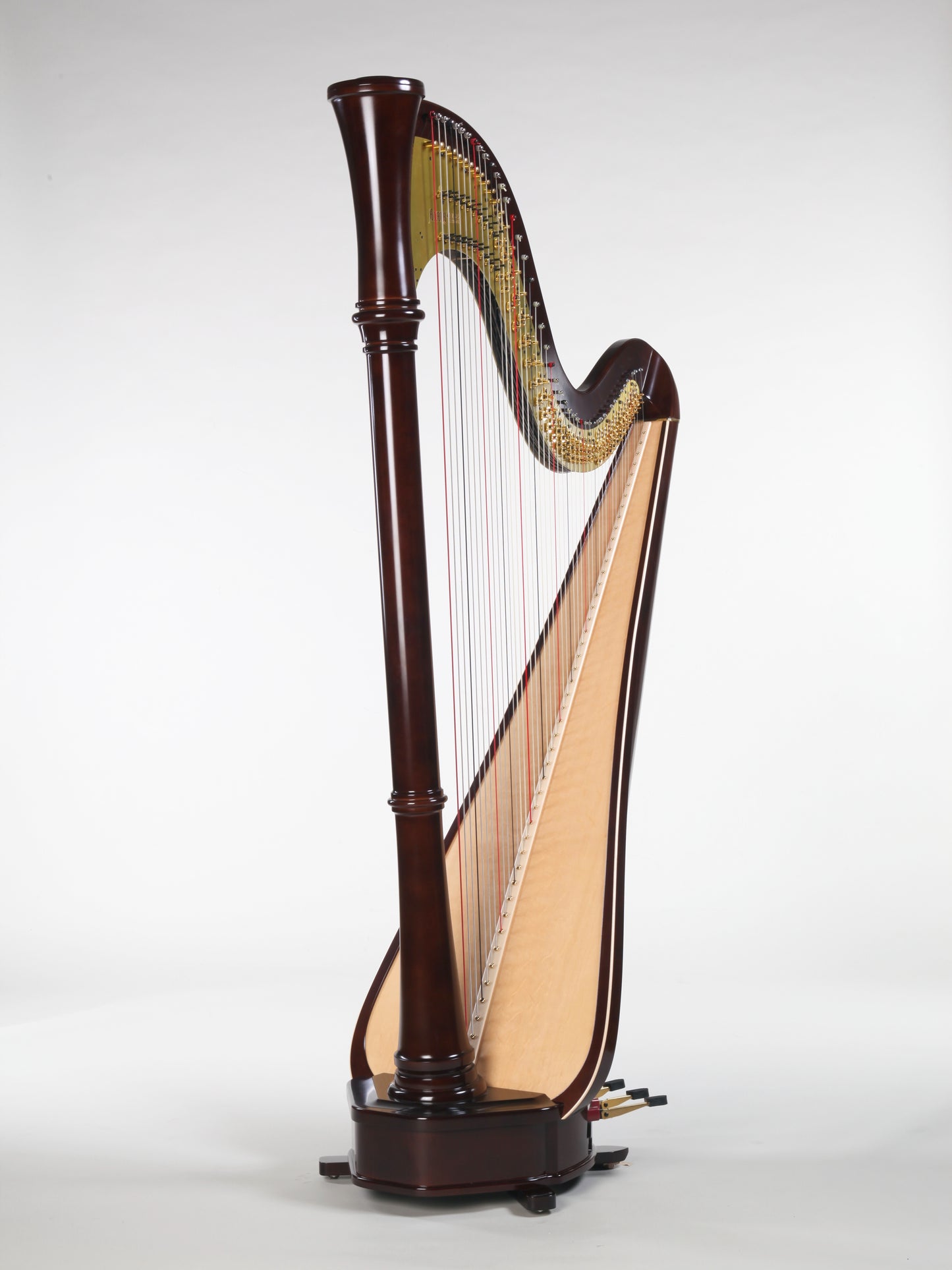 Konzertharfe AOYAMA Etude 47E in Dunkelbraun mit breitem Resonanzkörper