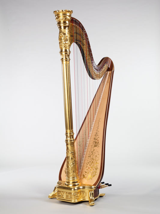 Konzertharfe AOYAMA Monarch 47D  in Walnuss, Gesamtansicht