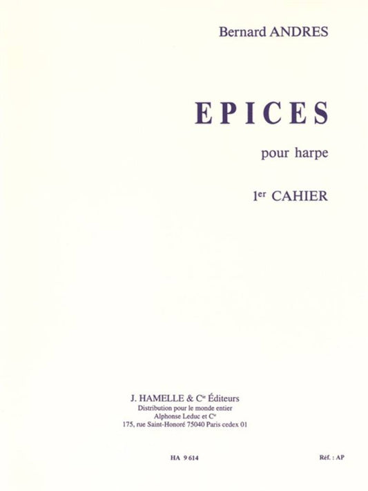 Epices - 1er Cahier: Harfe Solo - Bernard Andrès