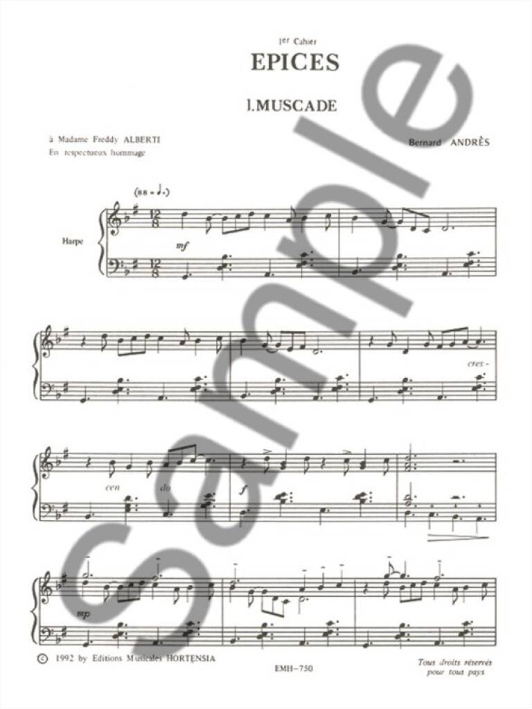 Epices - 1er Cahier: Harfe Solo - Bernard Andrès