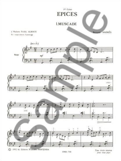 Epices - 1er Cahier: Harfe Solo - Bernard Andrès