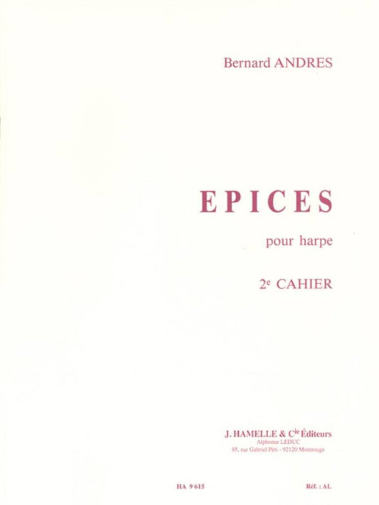 Epices - 2er Cahier: Harfe Solo - Bernard Andrès