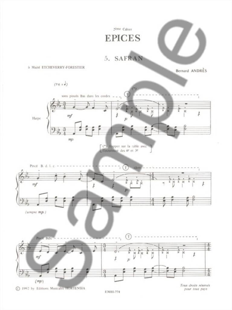 Epices - 2er Cahier: Harfe Solo - Bernard Andrès