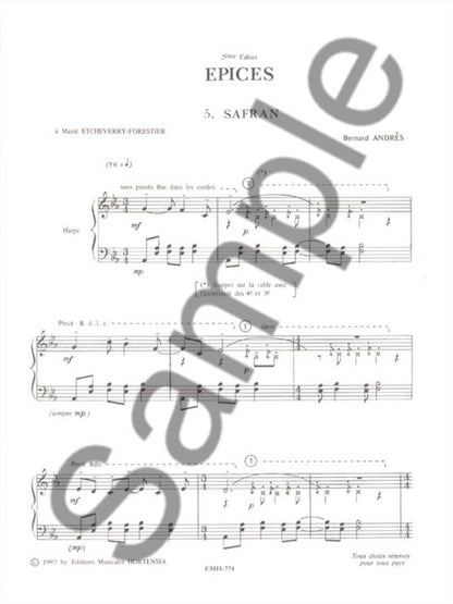 Epices - 2er Cahier: Harfe Solo - Bernard Andrès