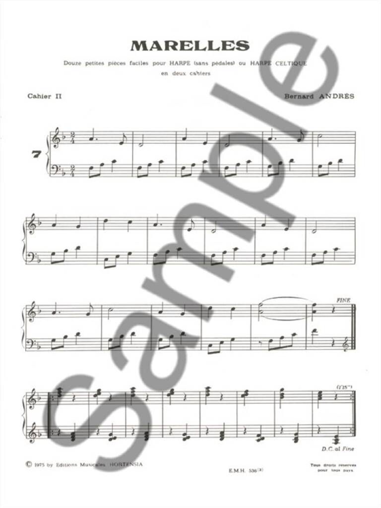 Marelles - 2er Cahier: Harfe Solo - Bernard Andrès