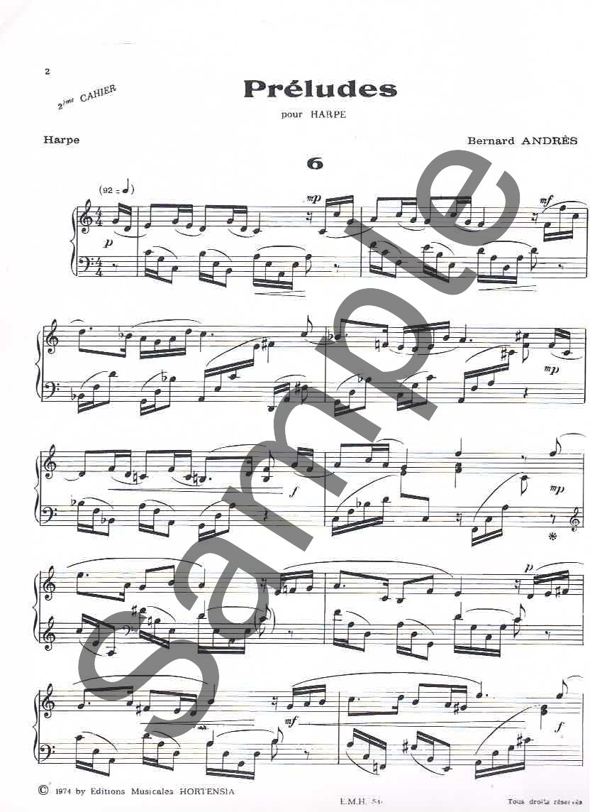 Préludes 2ème Cahier - Harfe Solo - Bernard Andrès