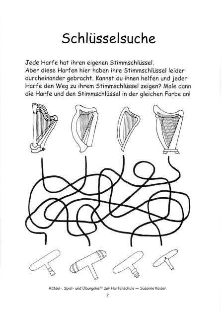 Rätsel-, Spiel- und Übungsheft zur Harfenschule - Susanne Kaiser